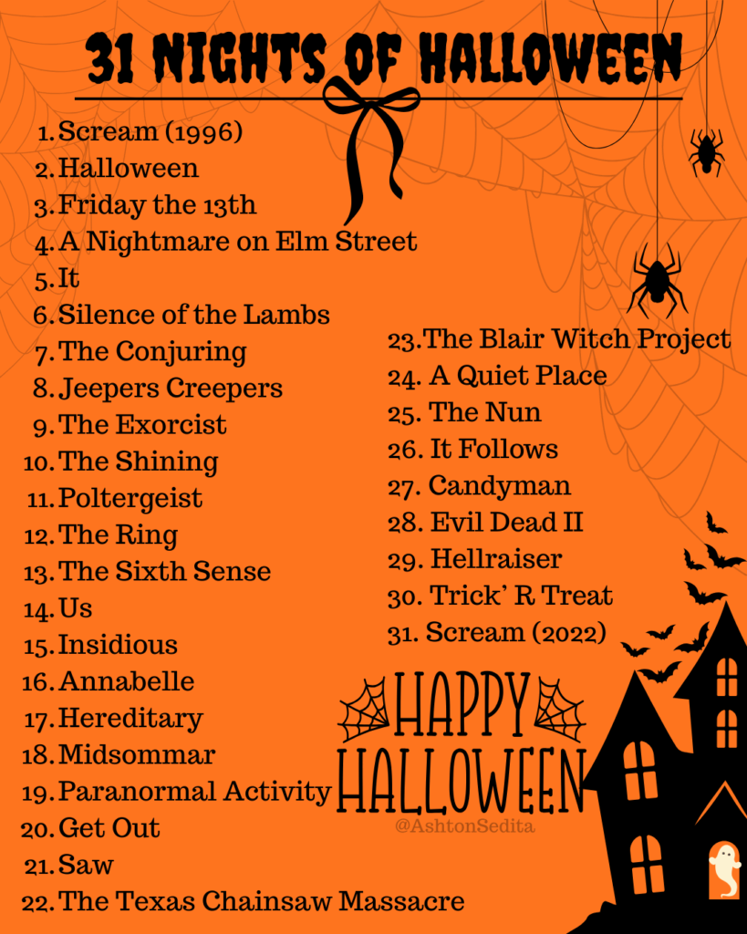 31 night of Halloween movies