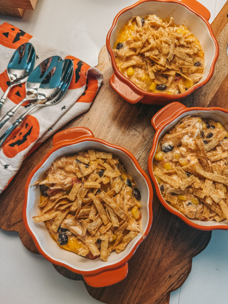 Easy Crockpot Chicken Enchilada Casserole fresh from the slow cooker