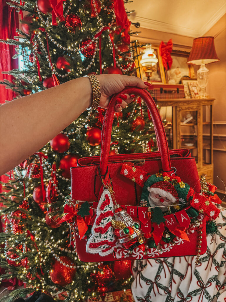 red Christmas bag bead and garland