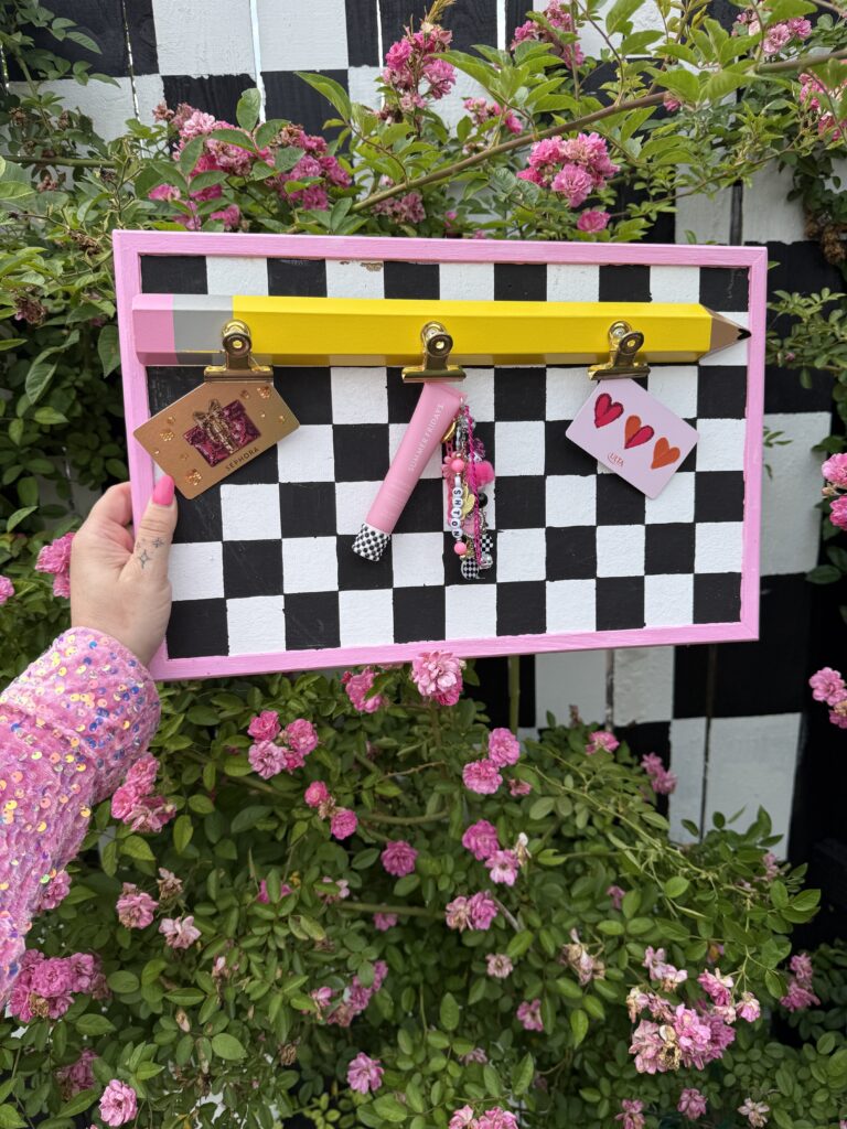 Beyond the Gift Card: DIY Checkered Maximalist Teacher Appreciation Corkboard