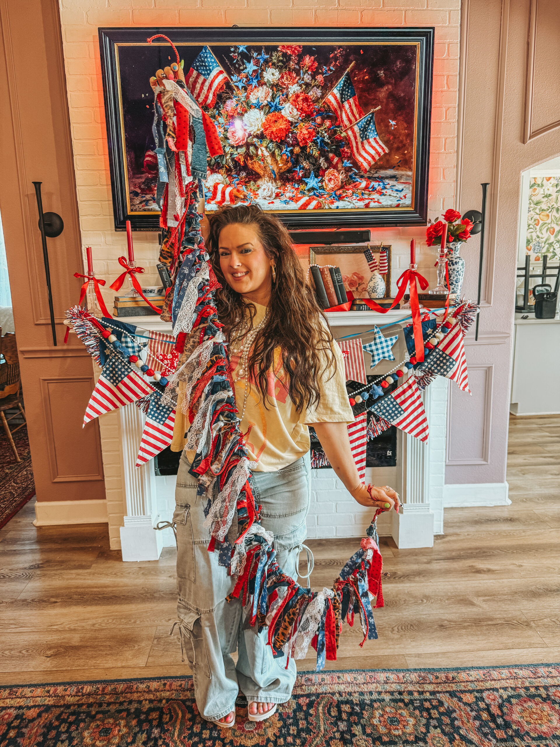 The Ultimate DIY Shag Fabric Garland: Eccentric Red, White, and Blue Decor